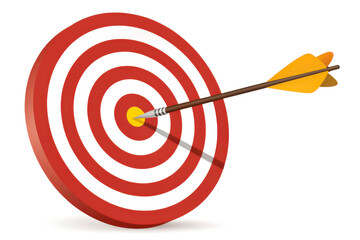 A bullseye target with an arrow striking the center, symbolizing precision, goals, and achievement.