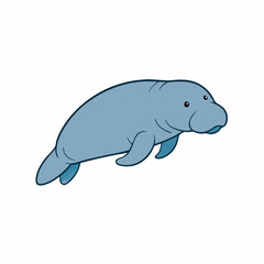 vector illustration of a cartoon dugong