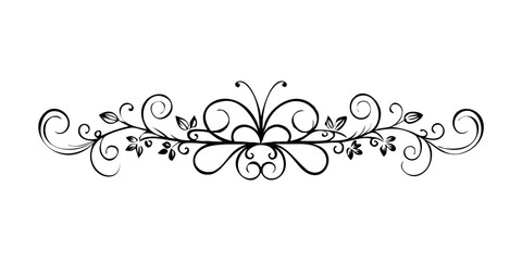 Ornamental floral divider with swirls