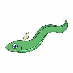 vector illustration of cartoon eel