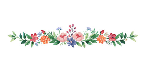 Colorful floral divider with bright flowers