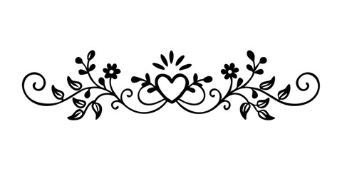 Elegant floral divider with heart motif