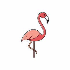 pink flamingo on white background