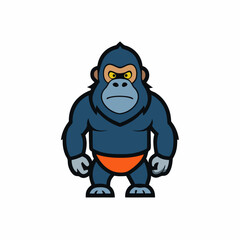 funny cartoon gorilla isolated on white