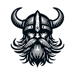 Fototapeta premium Viking head Engrave vector logo icon design illustration