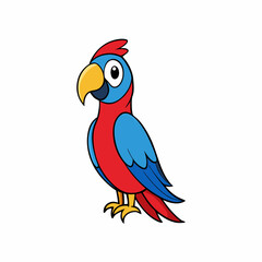 cartoon macaw on a branch