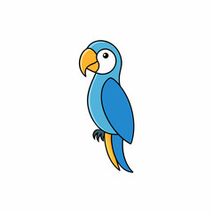 cartoon macaw on a branch