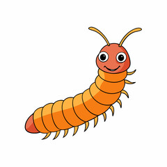millipede on white background