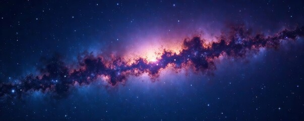 A mesmerizing view of the Milky Way galaxy shining brightly against a dark sky, astronomy, nebula, space