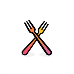 Two crossed colorful forks