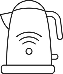 Fototapeta premium Smart electric kettle line icon with wireless, IoT kitchen automation, and precision temperature control, vector.