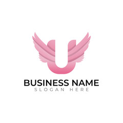 U  letter abstract typography creative logo design