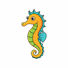 Fototapeta premium vector illustration of a cartoon seahorse