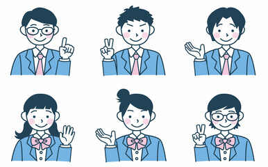 学生のイラストセット