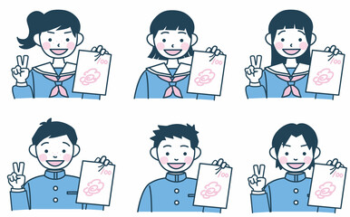 学生のイラストセット