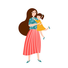 Happy young mother and daughter