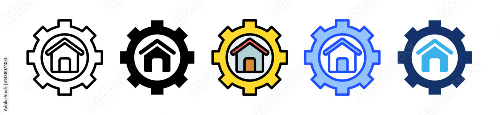 Poster property icon set with multiple style collection