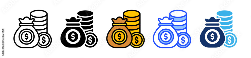 Poster capital icon set with multiple style collection