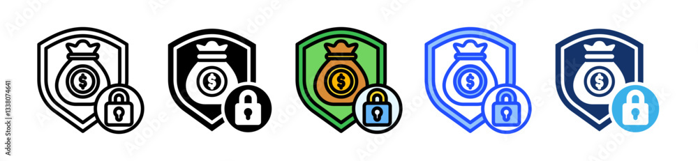 Poster protection icon set with multiple style collection