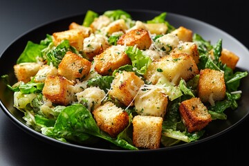 Delicious Caesar Salad with Crispy Croutons and Parmesan Cheese