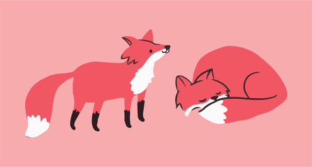 Set pack hand drawn foxes