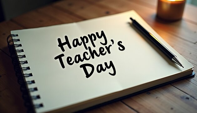 Handwritten happy teacher's day with peaceful mood represents heartfelt sentiment