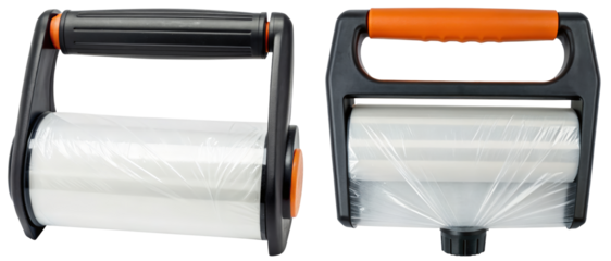 Two plastic wrap dispensers on a transparent background
