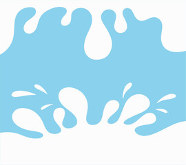 White streaks, splashes, drops on a blue background. Milky splash background, vector illustration, flat design. An element for, a banner, a label with an empty space for text. The organic shape of the