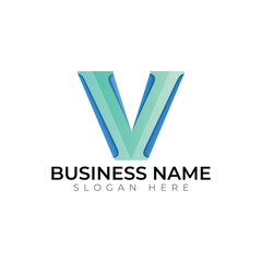 V  letter abstract typography creative logo design