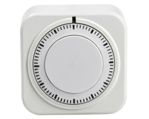 White round mechanical timer on a transparent background