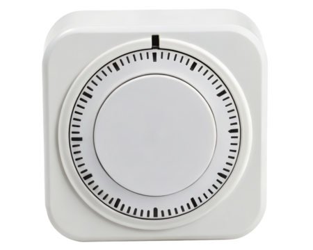 White round mechanical timer on a transparent background