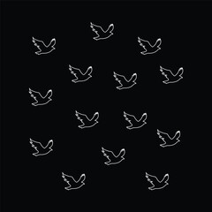A flock of flying bird outline silhouette 