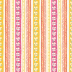 Vintage Floral Striped Seamless Pattern