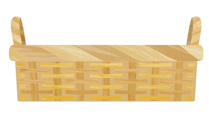 水彩風の横向きバスケットかごのイラスト素材