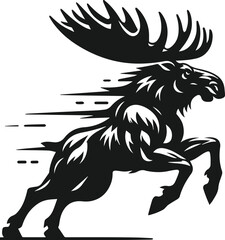 Running moose silhouette vector illustration