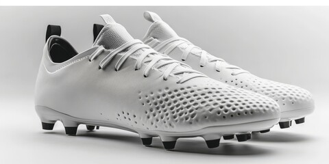 White soccer shoes resting on white background