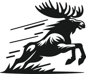 Vector illustration of a running moose silhouette
