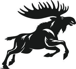 Black running moose vector illustration