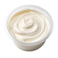 Food Lower Blood Pressure Creamy substance in a plastic container on a black background.