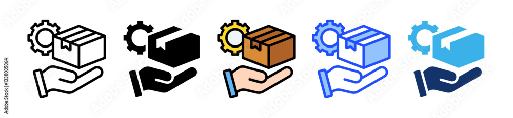 Poster product management icon set with multiple style collection