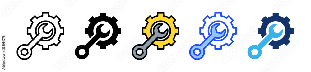 Poster equipment icon set with multiple style collection