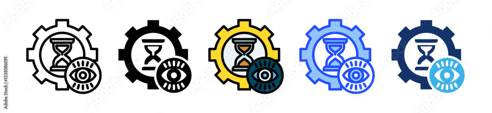 Poster anticipation icon set with multiple style collection