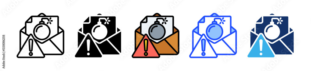 Poster threat icon set with multiple style collection