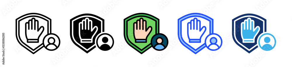 Poster prevention icon set with multiple style collection