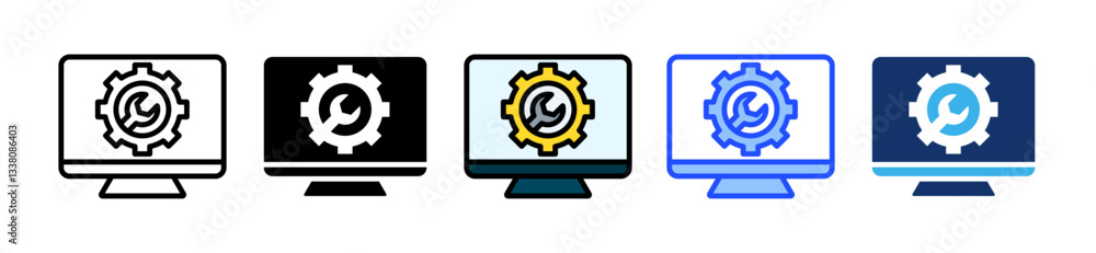 Poster maintenance icon set with multiple style collection
