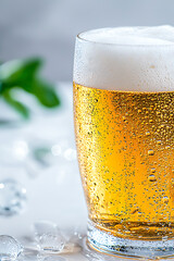 Refreshing beer in a frosted glass home bar beverage photography cozy atmosphere close-up indulgence and relaxation