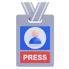 PNG 3D press card icon isolated on a white background