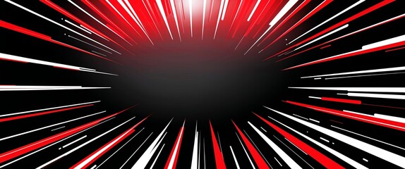 red to white burst light rays pattern glowing on plain black dark background abstract illustration