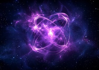 Obraz premium A vibrant cosmic scene featuring swirling purple and blue energies, resembling a nebula or abstract representation of the universe.