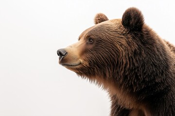 Obraz premium Side profile of a brown bear's face with rich fur texture. Wildlife and nature photography